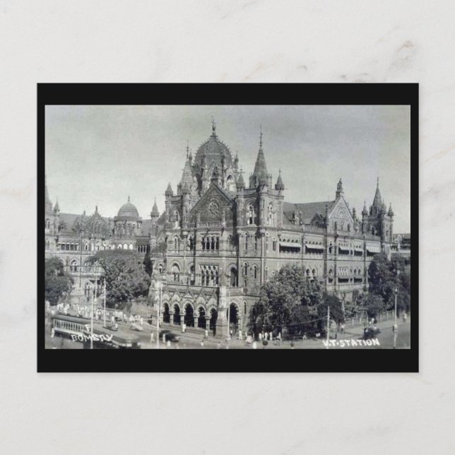 Gammalt vykort - Mumbai, Victoria Terminus (Framsida)