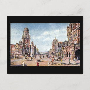 Gammalt vykort - Mumbai, Victoria Terminus