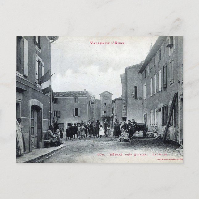 Gammalt vykort - Nébias, Aude, Frankrike (Framsida)