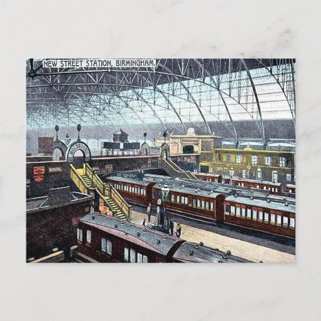 Gammalt vykort - New Street Station, Birmingham (Framsida)