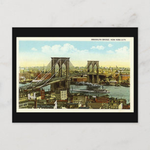Gammalt vykort - New York City, Brooklyn Bridge