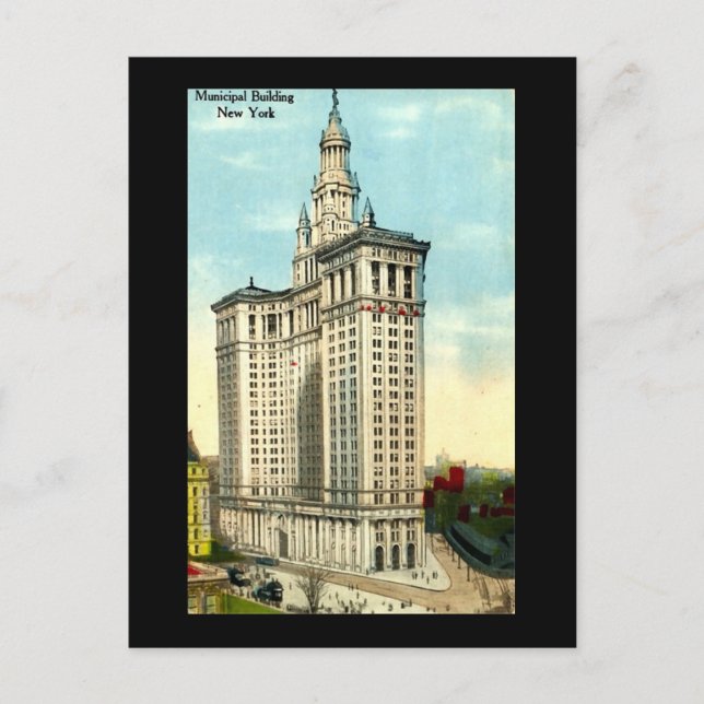 Gammalt vykort, New York City, Byggnad kommun Vykort (Framsida)