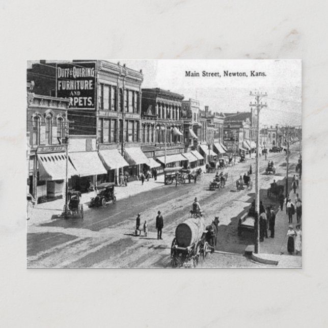 Gammalt vykort - Newton, Kansas (Framsida)