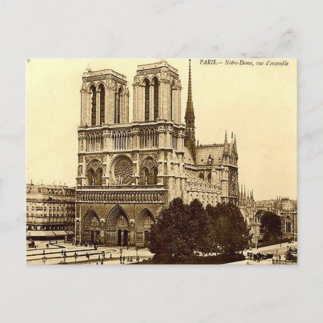 Gammalt vykort - Notre Dame, Paris (Framsida)