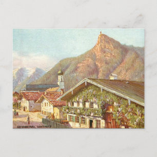Gammalt vykort - Oberammergau, Bayern, Tysklant