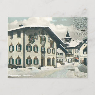 Gammalt vykort - Oberammergau, Bayern, Tysklant