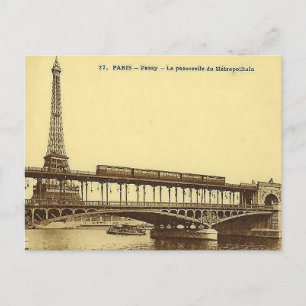 Gammalt vykort - Paris, Passy - Tour Eiffel