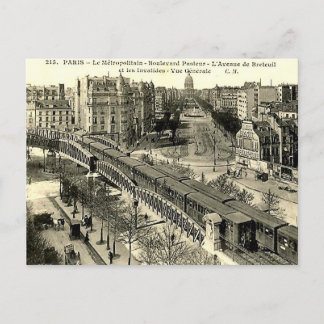 Gammalt vykort - Paris tunnelbana