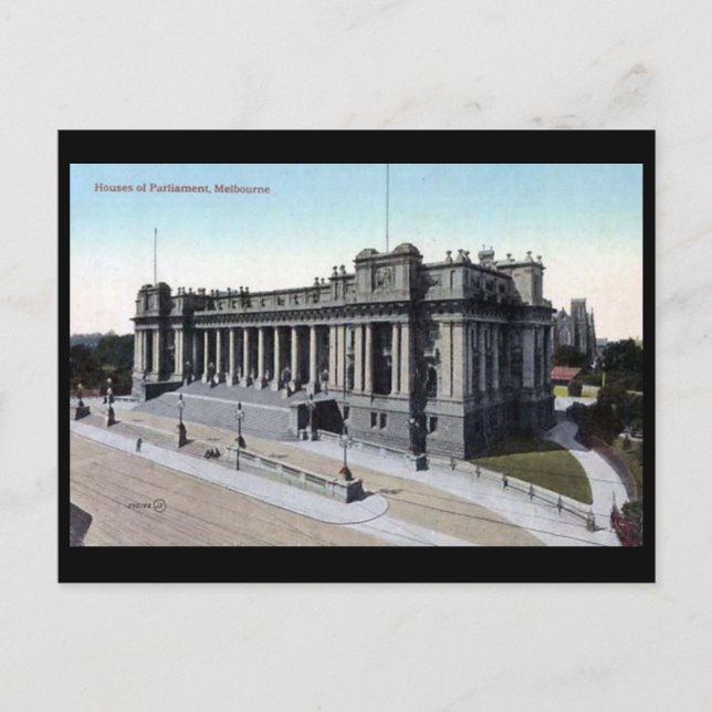 Gammalt vykort - Parlamentet, Melbourne (Framsida)
