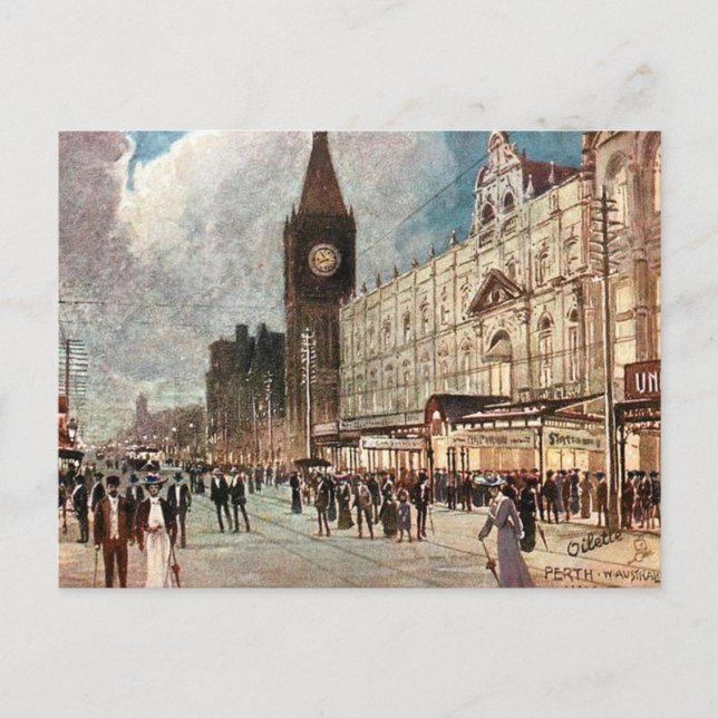 Gammalt vykort - Perth, Westerna Australien (Framsida)