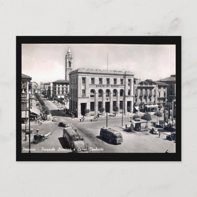 Gammalt vykort - Pescara, Corso Umberto (Framsida)