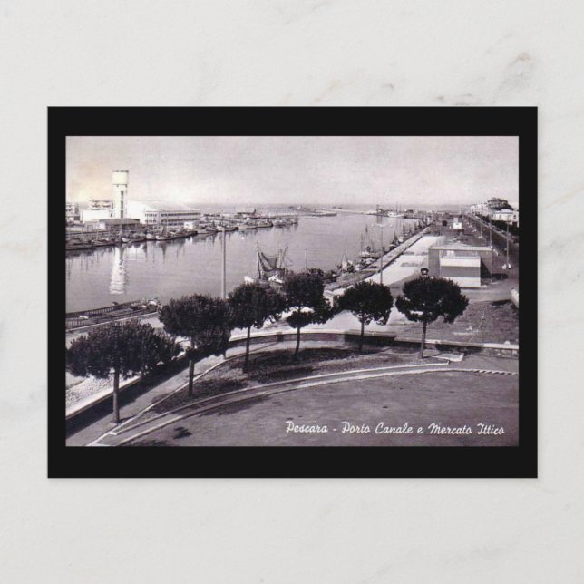 Gammalt vykort - Pescara, port (Framsida)