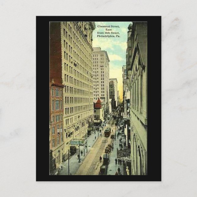 Gammalt vykort - Philadelphia, Chestnut Street (Framsida)
