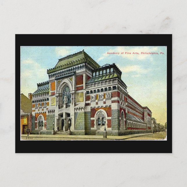 Gammalt vykort - Philadelphia, konstakademin (Framsida)