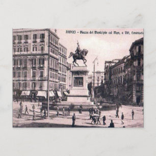 Gammalt vykort - Piazza del Municipio, Napoli