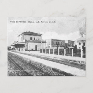 Gammalt vykort - Pompei Railway Station