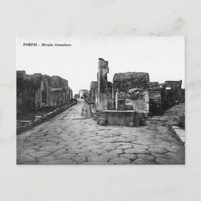 Gammalt vykort - Pompei, Strada Consolare (Framsida)