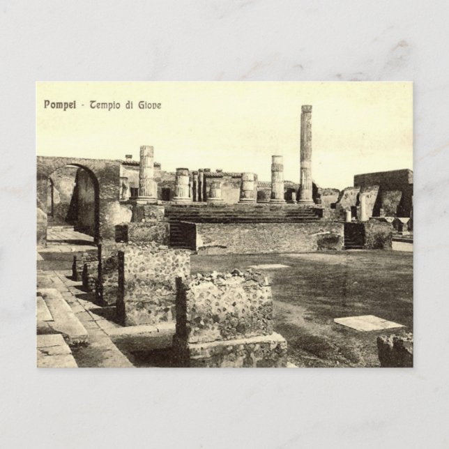 Gammalt vykort - Pompei, Tempio di Giove (Framsida)