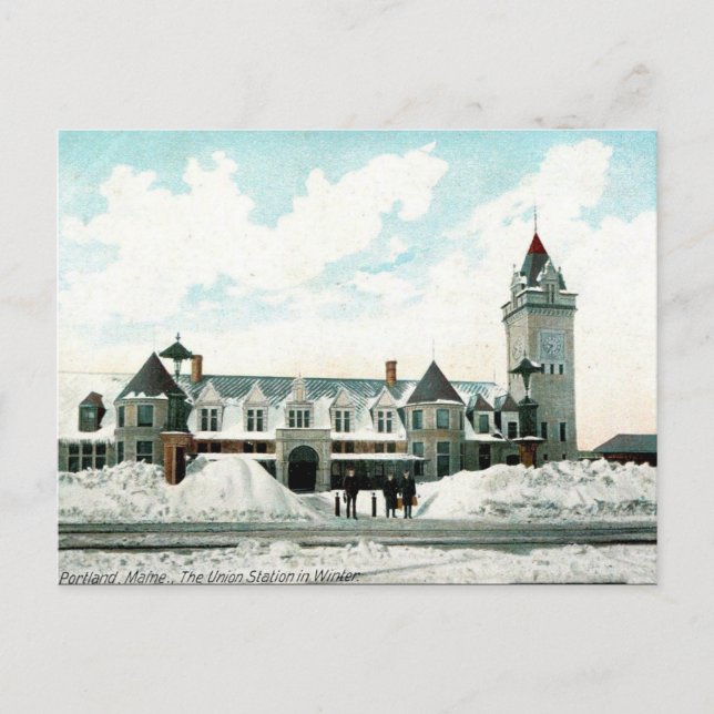 Gammalt vykort - Portland, Maine (Framsida)