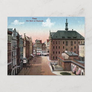 Gammalt vykort - Poznan, Polen