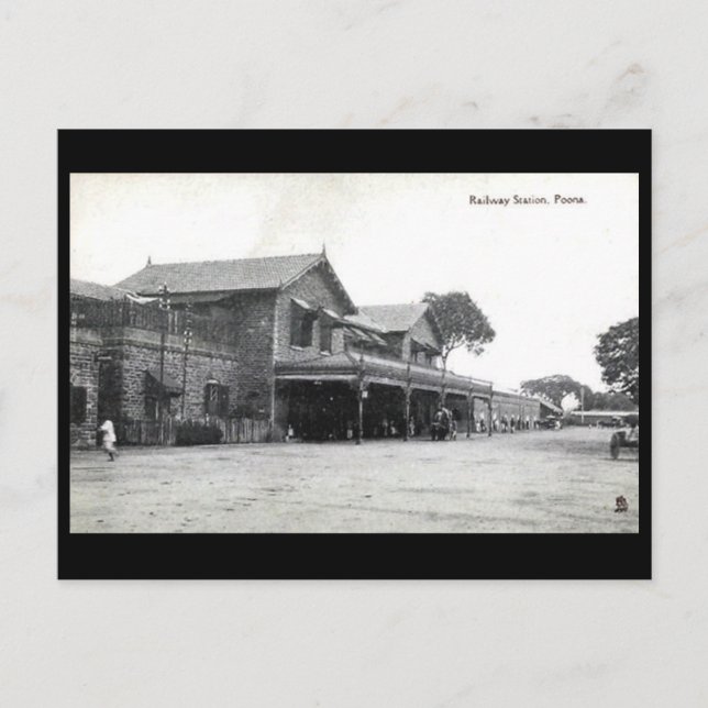 Gammalt vykort - Pune, Indien (Framsida)
