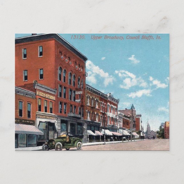 Gammalt vykort - Rådets bluffs, Iowa, USA (Framsida)