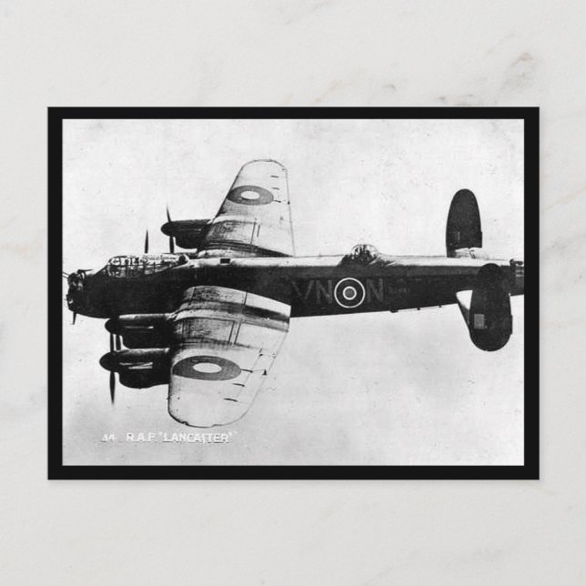 Gammalt vykort - RAF Lancaster Bomber (Framsida)