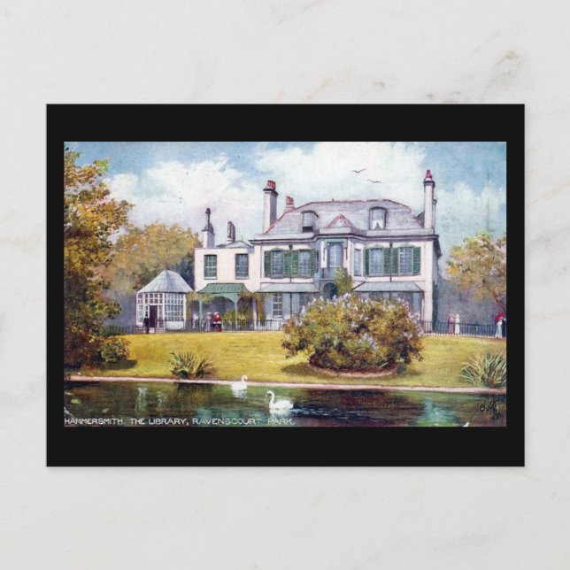 Gammalt vykort - Ravenscourt Park Bibliotek, Hamme (Framsida)