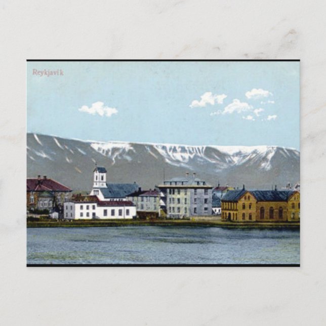 Gammalt vykort - Reykjavik, Island (Framsida)