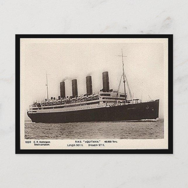 Gammalt vykort - RMS Aquitania (Framsida)