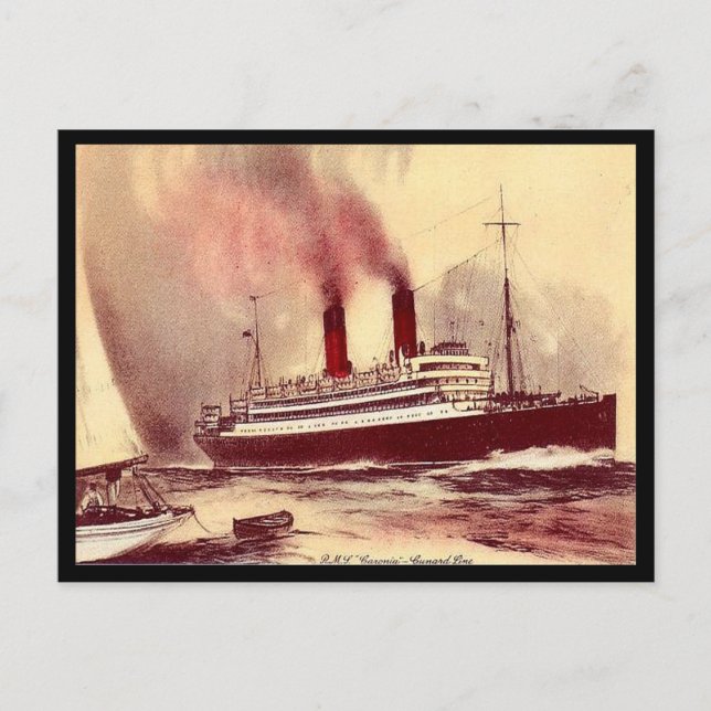Gammalt vykort - RMS Caronia, Cunard Line (Framsida)