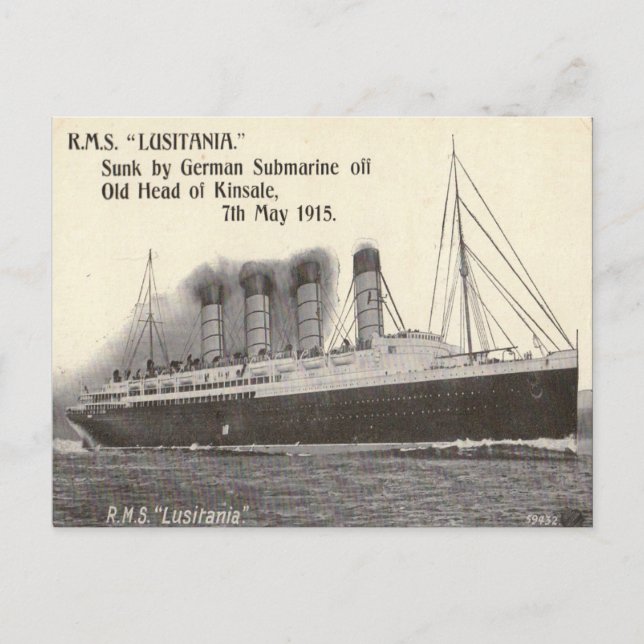 Gammalt vykort - RMS Lusitania (Framsida)