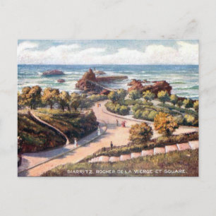 Gammalt vykort - Rocher de la Vierge, Biarritz