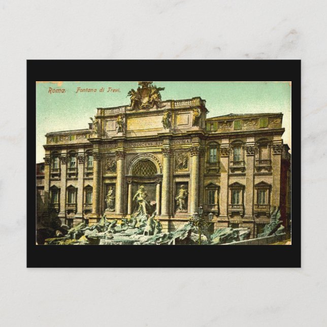 Gammalt vykort, Rom, Fontana di Trevi 1908 Vykort (Framsida)