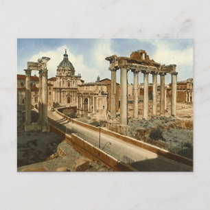 Gammalt vykort, Rom, Forum and Temple of Saturn Vykort