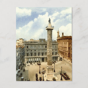 Gammalt vykort, Rom, Piazza Colonna Vykort