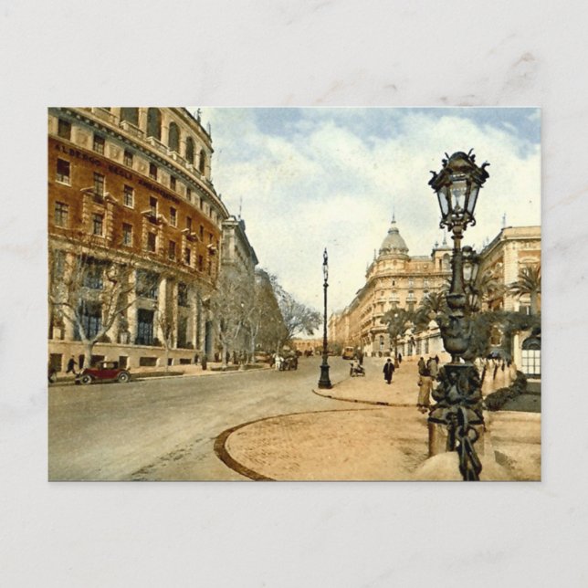 Gammalt vykort, Rom, Via Vittorio Veneto Vykort (Framsida)