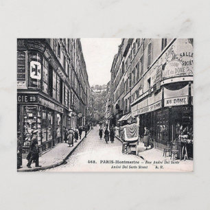 Gammalt vykort - Rue André del Sarte, Paris