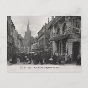 Gammalt vykort - Rue Musette, Dijon, Frankrike