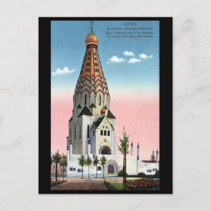 Gammalt vykort - Russische Gedächtniskirche, Leipz