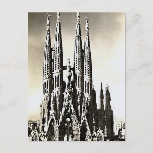 Gammalt vykort - Sagrada Familia, Barcelona (Framsida)