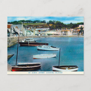 Gammalt vykort - Saint Aubin, Jersey, Kanalöarna