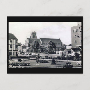 Gammalt vykort - Sankt Marys kyrka, Swansea.