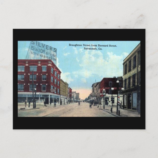 Gammalt vykort - Savannah, Georgien (Framsida)