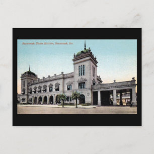 Gammalt vykort - Savannah Union Station