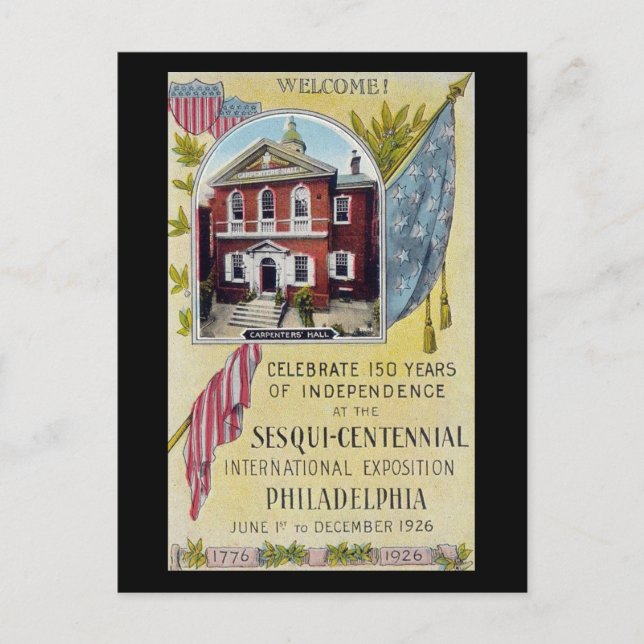 Gammalt vykort, Sesqui Centennial, Philadelphia PA Vykort (Framsida)
