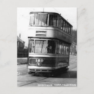 Gammalt vykort - Sheffield Corporation Tram
