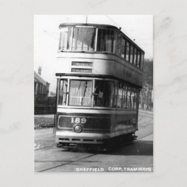 Gammalt vykort - Sheffield Corporation Tram (Framsida)