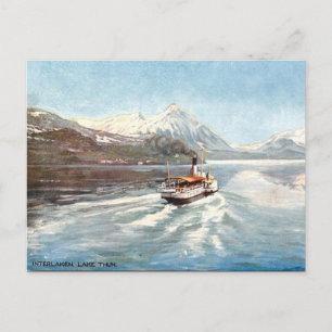 Gammalt vykort - Sjö Thun, Interlaken, Schweiz