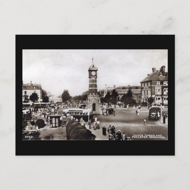 Gammalt vykort - Skegness Clock Torn (Framsida)